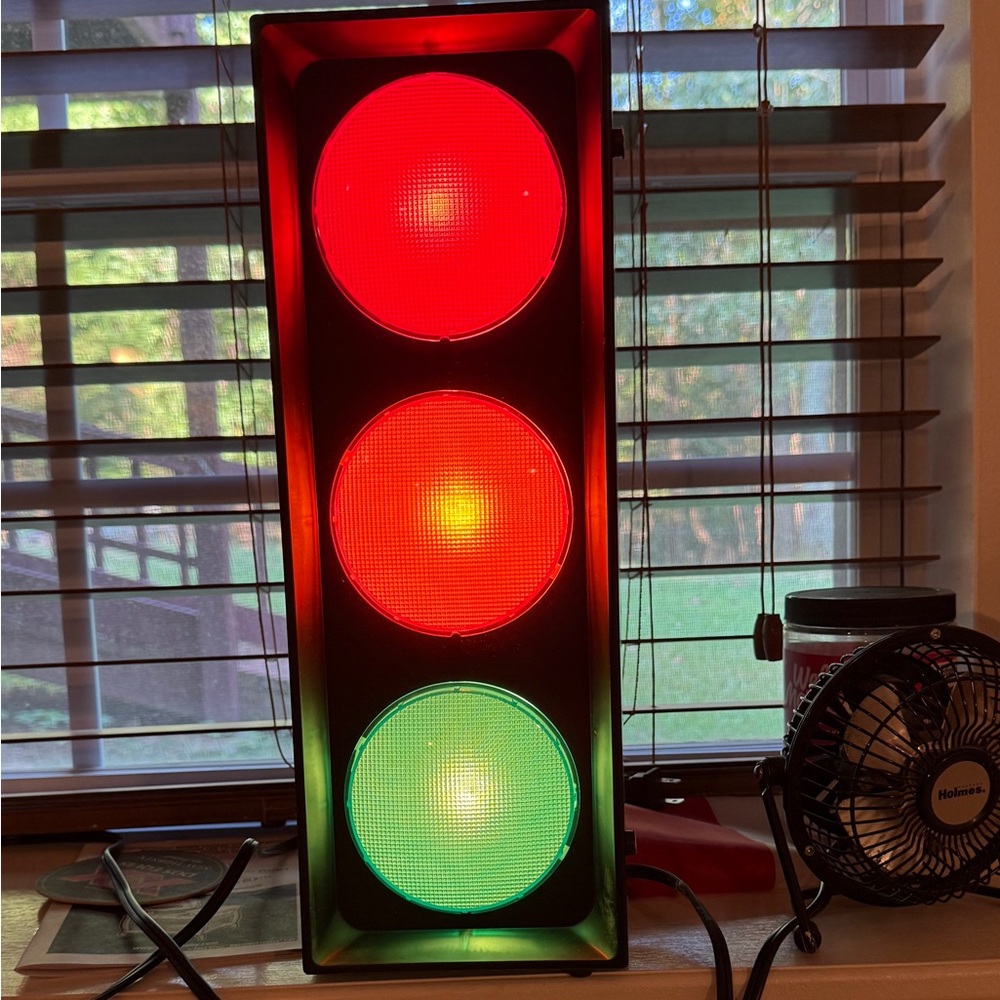 Traffic Light Lamp with Red, Yellow, and Green Lights and Disco Ball
